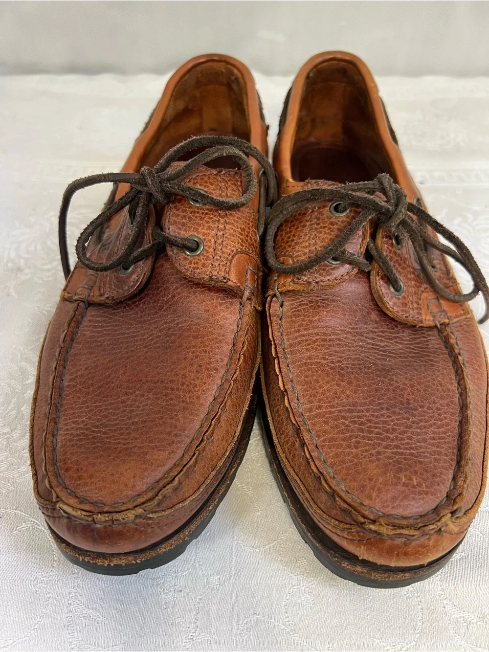 Allen Edmonds Woodhaven Men’s Loafers Brown Leather Slip On Boat Shoes Lace Up 8